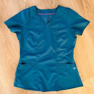 Healing Hands Scrubs Jordan Top Women Mock Wrap Neck Women's Caribbean Small